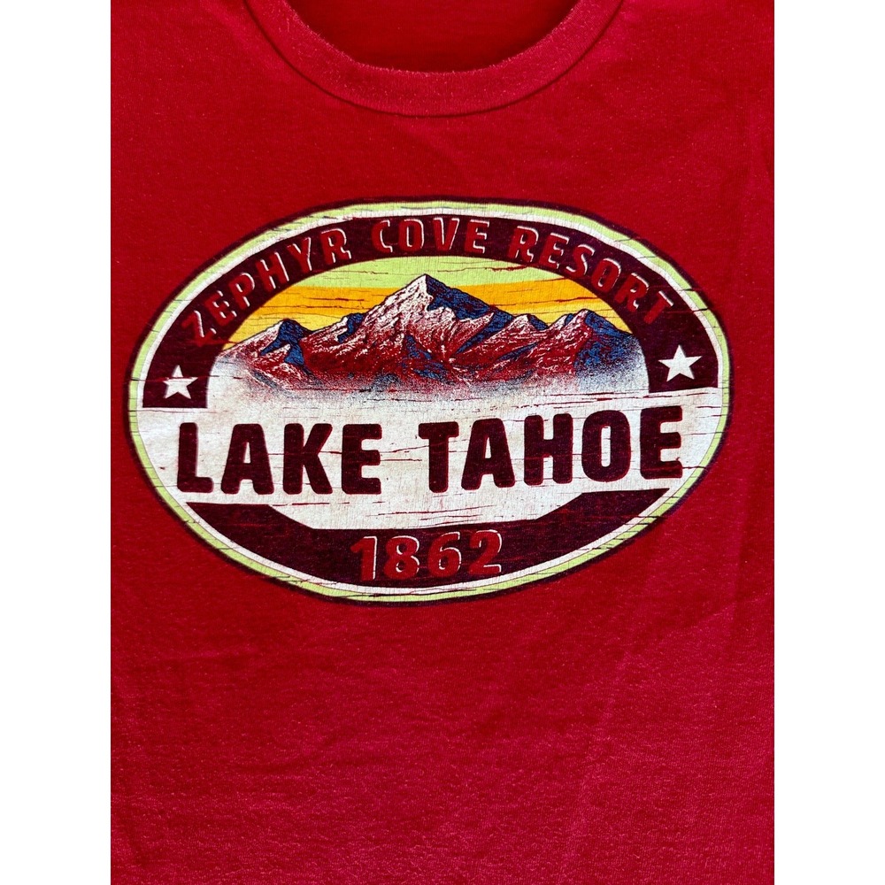 Red Lake Tahoe Vintage Men's logo Graphic Short Sleeve Tshirt Size 2xl - Picture 2 of 9